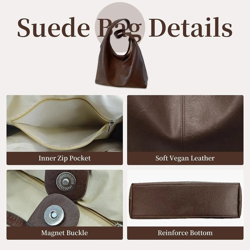 Trendy Women's Crossbody Bag Soft Vegan Leather Casual Hobo Purses with Adjustable Strap Large Capacity Shoulder Handbag for Everyday Work