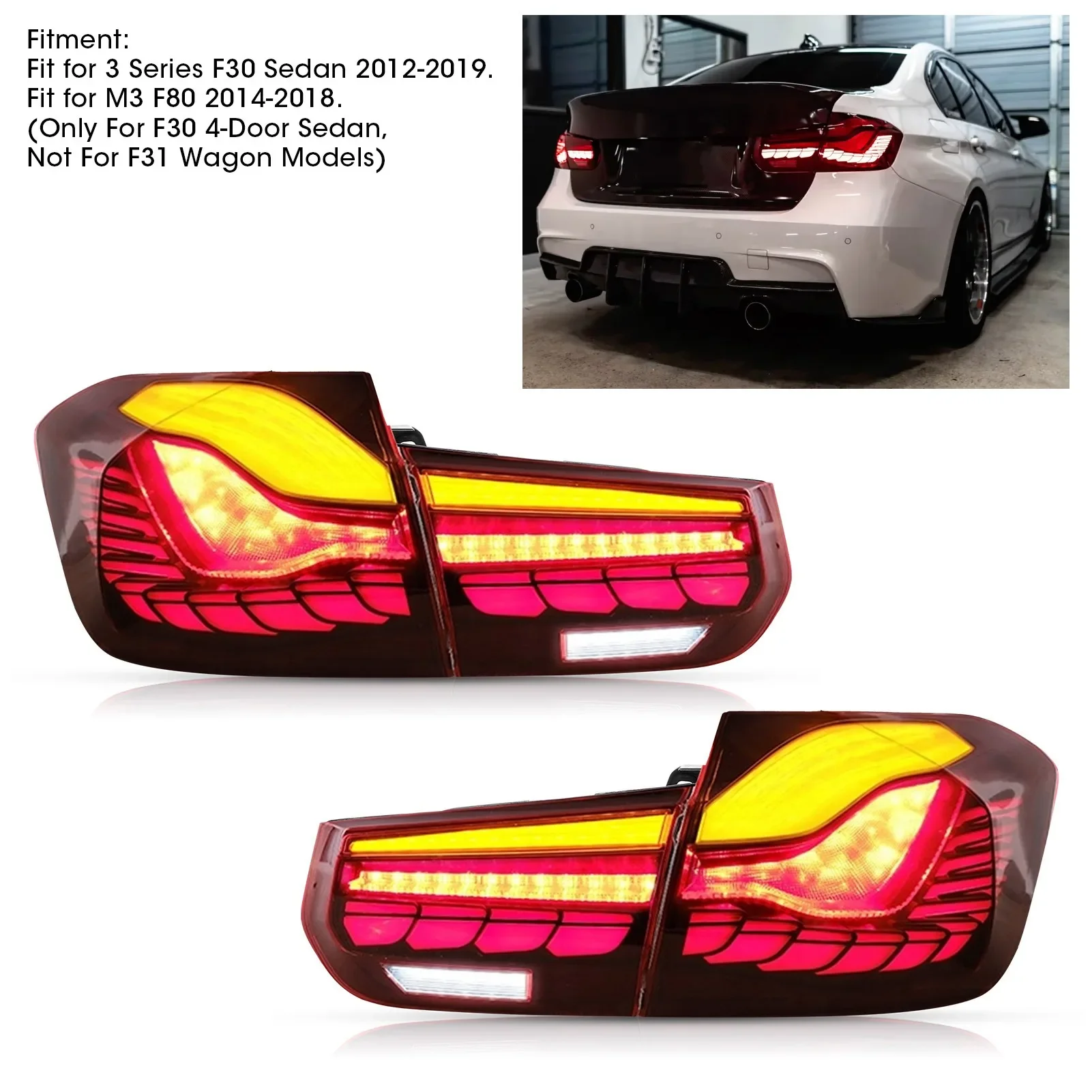 

Для BMW 3 серии F30 F80 M3 2012-2019 для M4 GTS, дизайн, динамическая 1 пара, задняя фонарь с фонариком