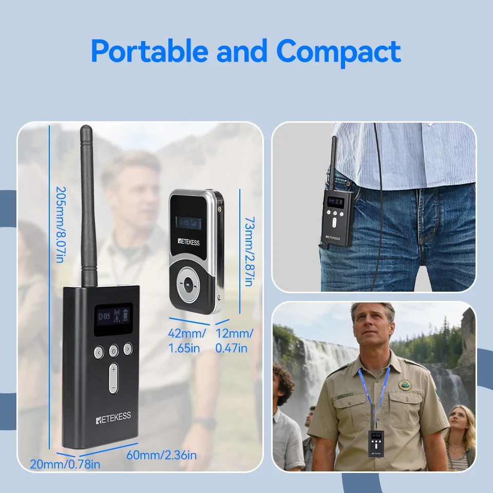RETEKESS T130S Drahtloses Tourguide-System 2. Generation T130 Langes Standby-Zeitfenster Audio-Guide-System Mikrofon-Kopfhörer-Set für Tourismus und Meetings – Detail 6