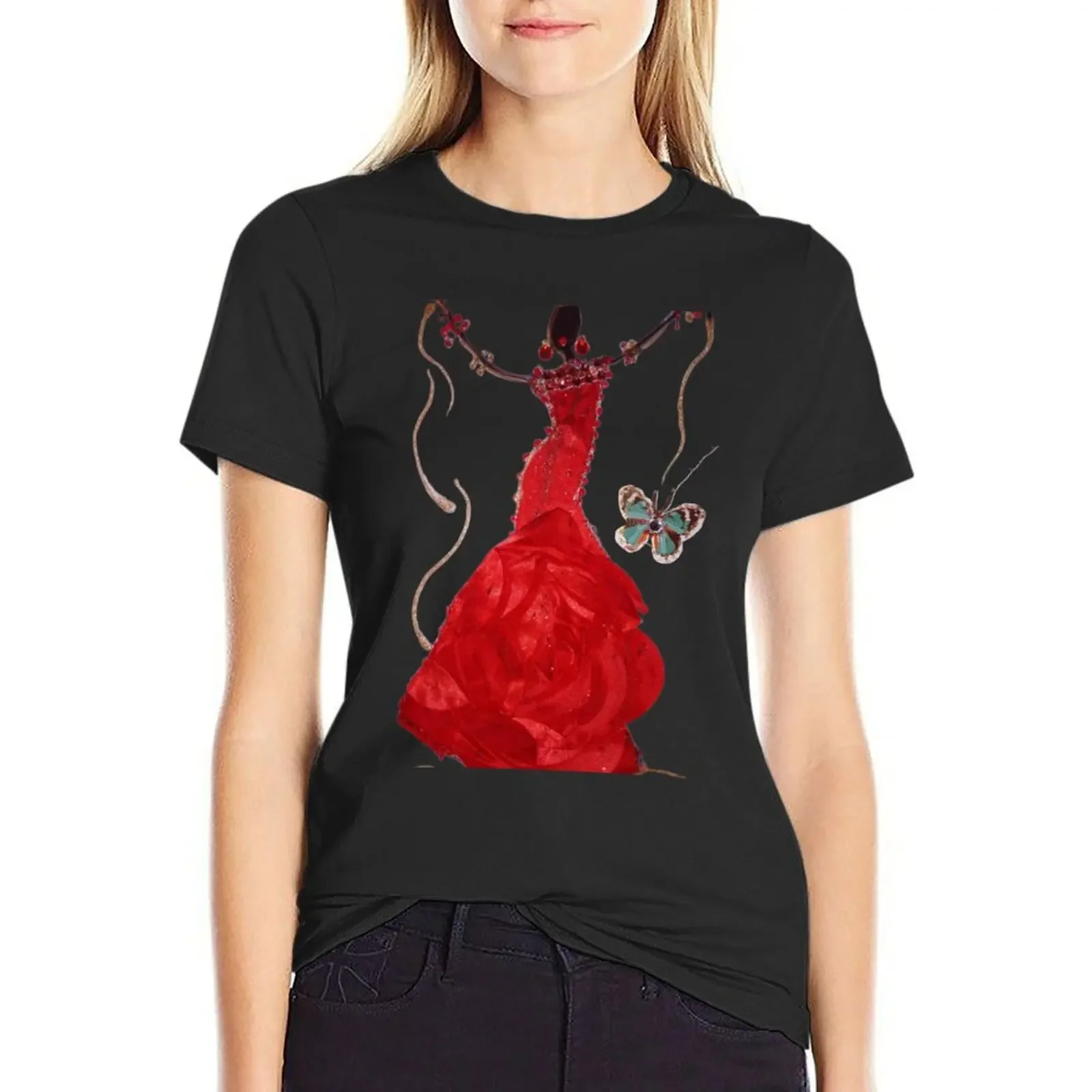 

Lady in Red T-Shirt plus size tops cute clothes korean fashion t shirts for Womens