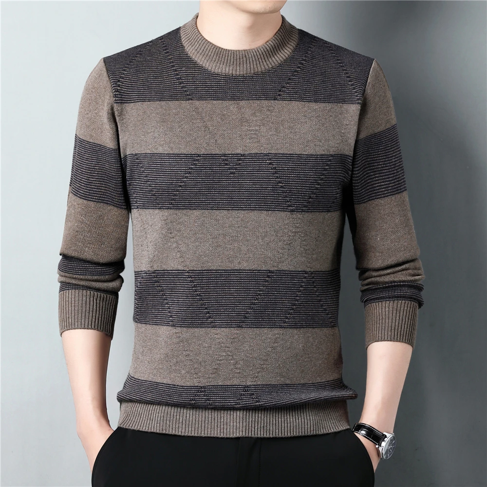 

Brand Casual O-Neck Striped Sweater Shirt Autumn Winter Knitwear Pullover Men Clothing Fashion Streetwear Jersey Z1155