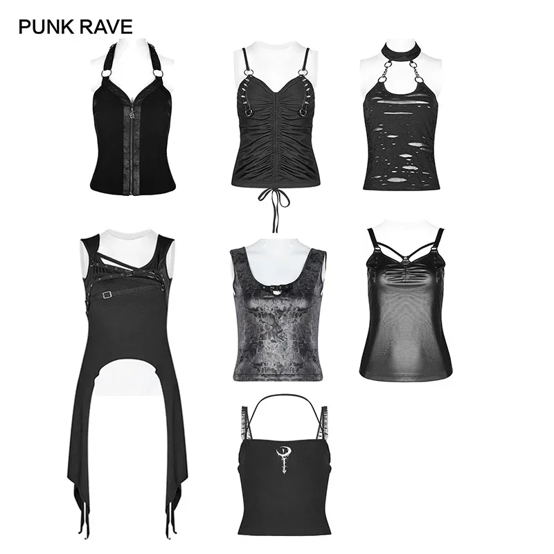 PUNK RAVE Women\'s Punk Dark Sexy Camisole Gothic Fashion Female Vest Tops Summer Tank A Variety of Styles