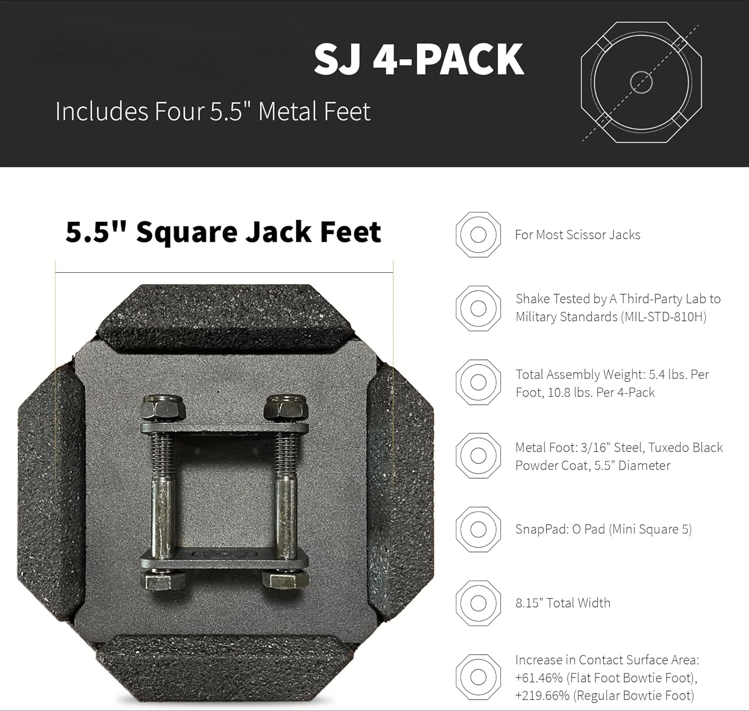 Two-Point Trailer Jack Stands Featuring Foot Adds 61% Additional Surface Area  Per Pad Total Width Must-Have RV Accessories