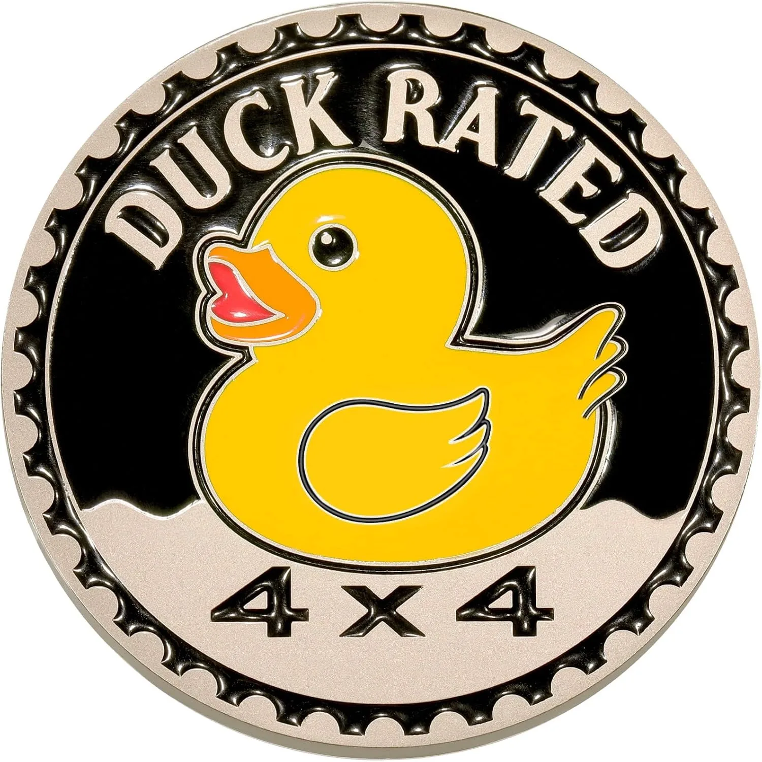 Duck Rated Car Emblem 4 x 4 Metal Automotive Badge 3D Metal Car Badges Emblems Decals for Trucks SUV RV Decorations