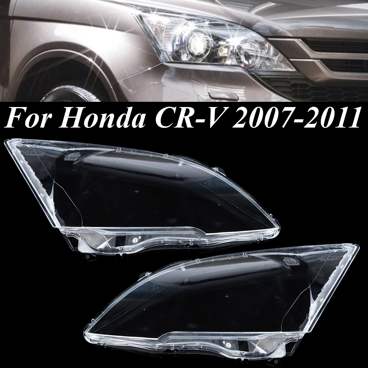 1Pair Front Headlight glass transparent lampshade PC lampshade Anti cracking lens shell for Honda CRV 2007 2008 2009 2010 2011