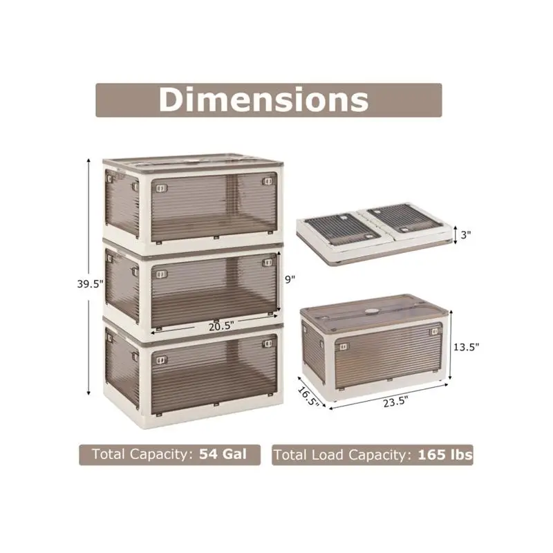 

3-Pack Stackable Storage Bins 23.5" x 16.5" x 13.5" - Durable Organization Solution for Home, Office, and Garage - Ideal for