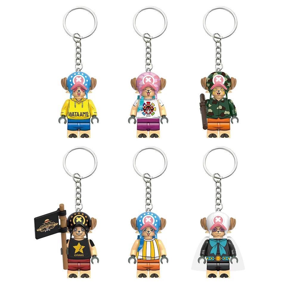 

ONE PIECE Tony Tony Chopper 6 Style Anime Figure Keychain Creative Building Blocks Cartoon Pendant Keychain Accessories Toys
