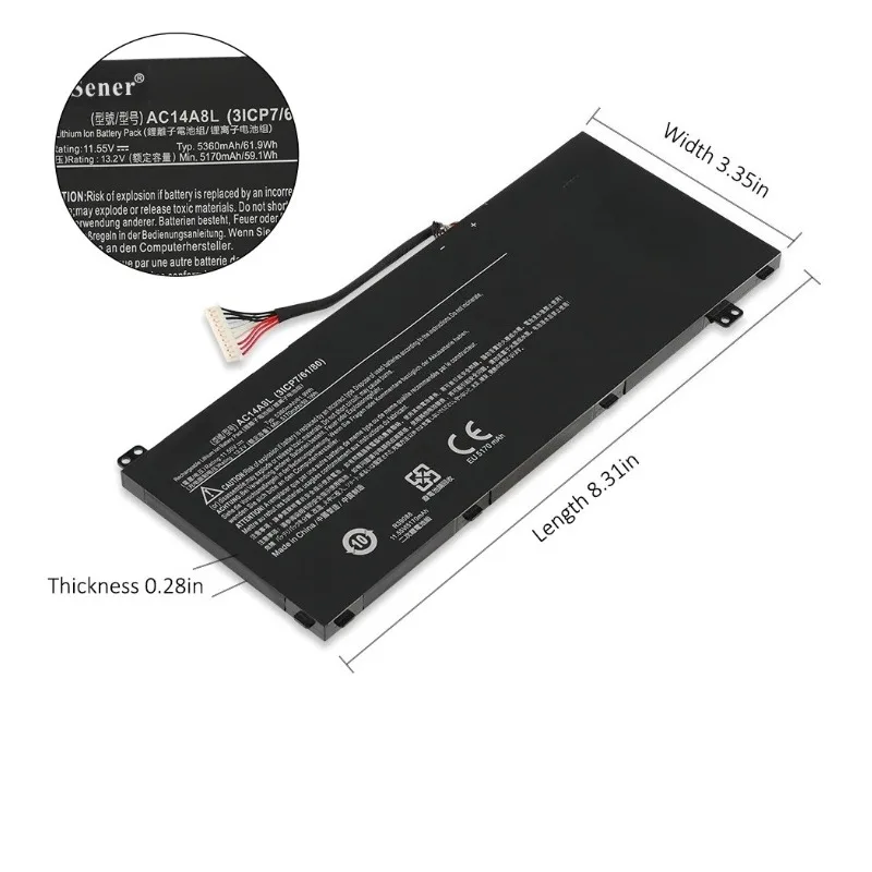 AC14A8L Laptop Battery for Acer Aspire VN7-571 VN7-571G VN7-591 VN7-591G VN7-791G MS2391 KT.0030G.001 11.4V 4605mAh
