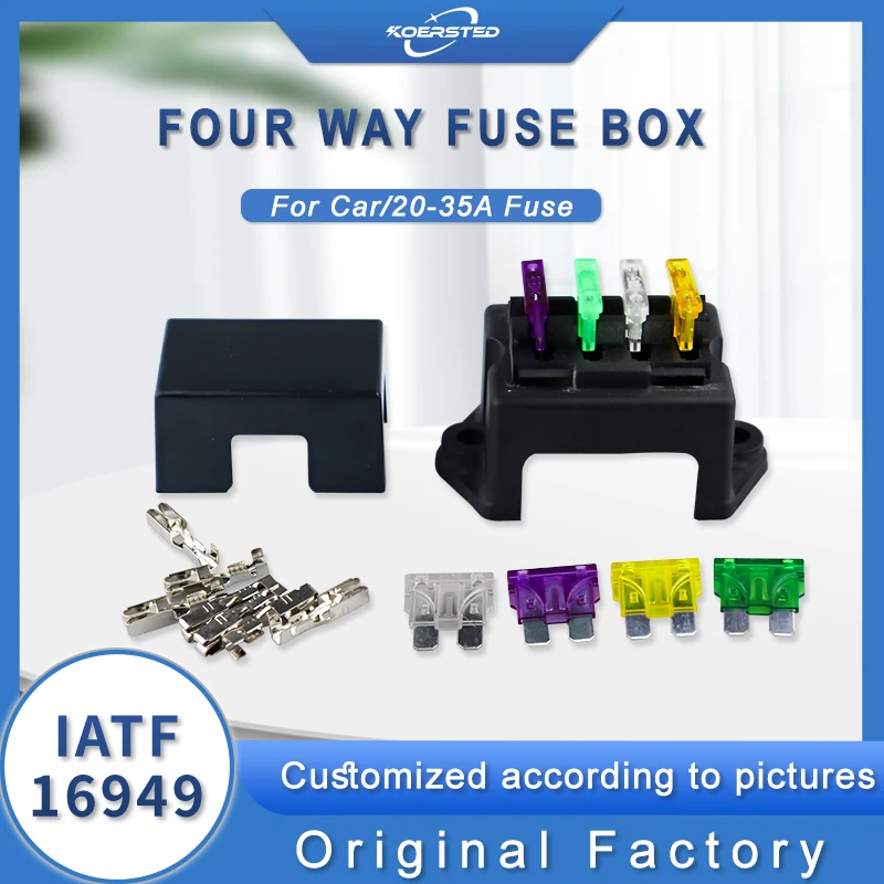 4 Ways Car Boat Fuse Box Holder Blade Fuse Holder 12V 36V [Fuses Connectors Included]