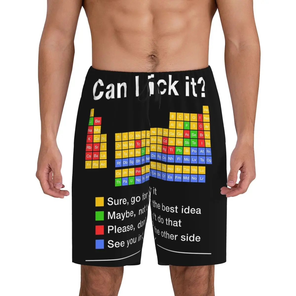 

Мужские короткие пижамные шорты с принтом «Можно ли я это поцеловать» (Периодическая таблица) для сна и отдыха