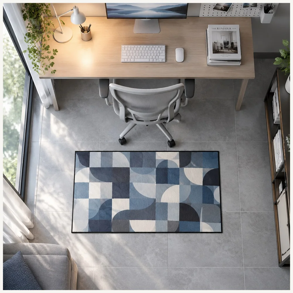 VIKAMA Abstract Mosaic Colour Door Mat, Water Absorbent Non Slip Flannel Rug, Artistic Floor Mat for Utility Room, Living Room