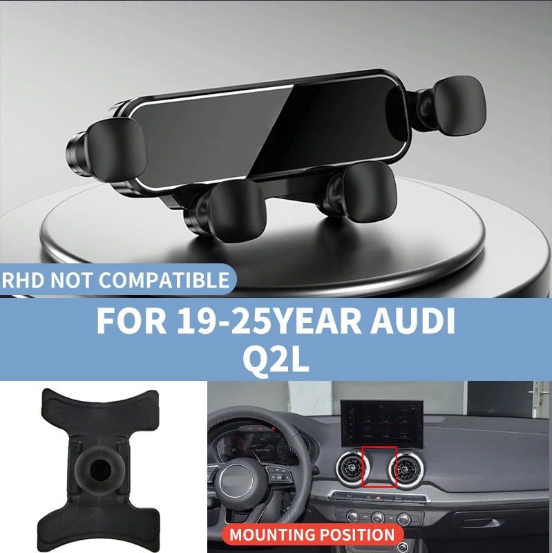 Car Phone Holder, In-Car Smartphone Stand, Gravity Phone Mount for Cars, Suitable for 19-25 Year Audi Q2, Compatible with All Smartphones