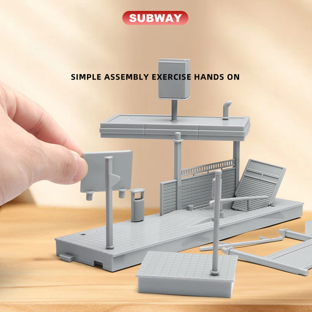 1/64 scala HO modello di edificio stazione ferroviaria piattaforma modello treno scena display tavolo di sabbia paesaggio kit di layout modello fai da te