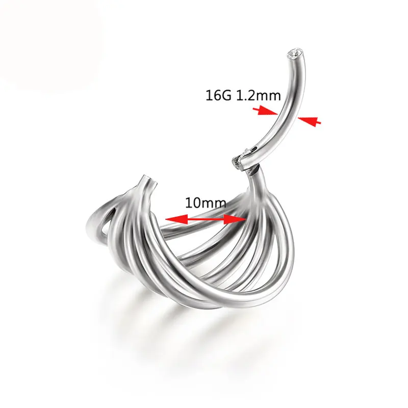 G23 Titanium Triple Hinged Cartilage Earring Helix Piercing Nose Septum Rings Conch Clicker Metal Hoop Stud Body Jewelry Trendy