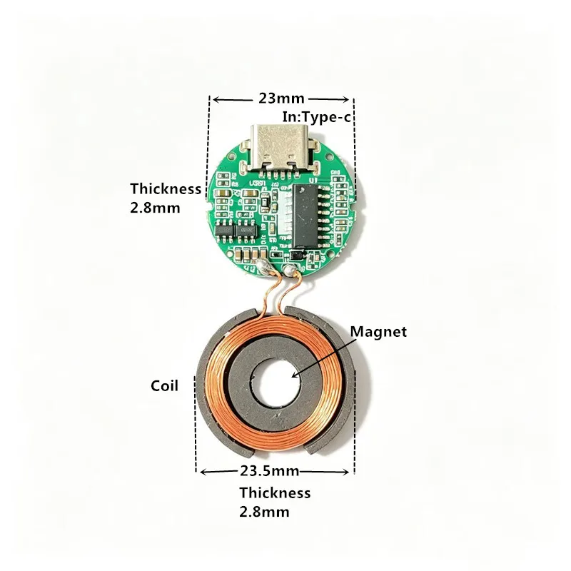 DIY Wireless Charging PCB Board Module 3W with Type-C Port for iWatch Magnetic Charger Coil Circuit Board for Custom Cradle