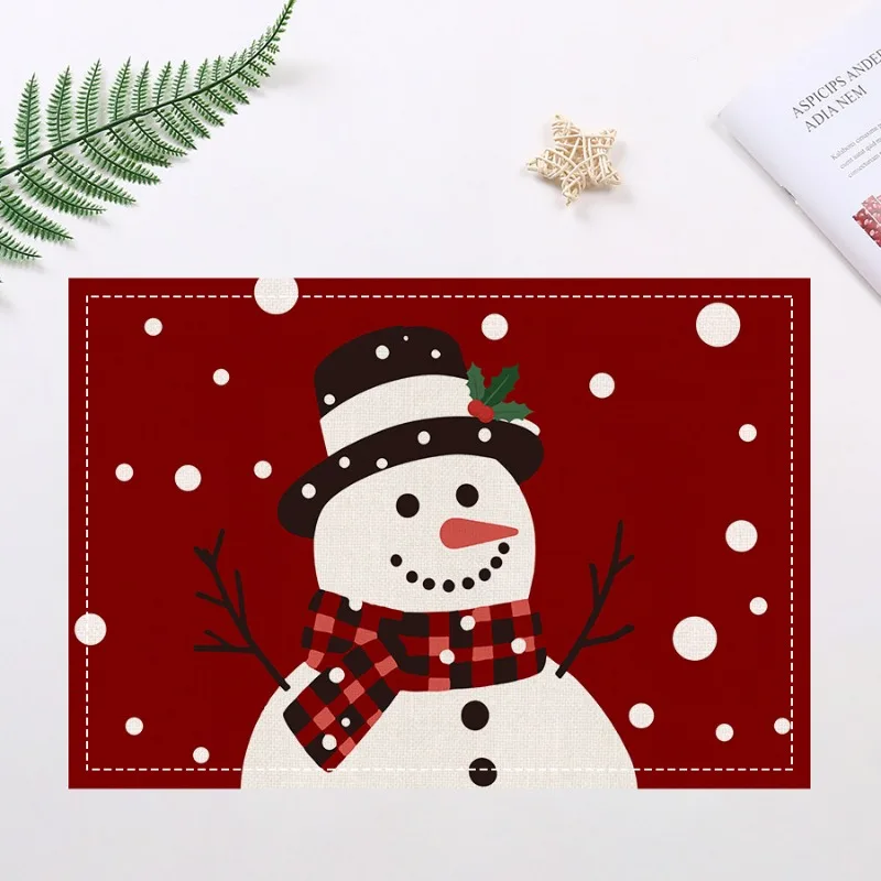 عيد ميلاد سعيد الطباعة تحديد الموقع مقاوم للماء عطلة طاولة طعام حصيرة قابل للغسل تحت عنوان المطبخ استخدام للديكور أدوات المائدة الاحتفالية