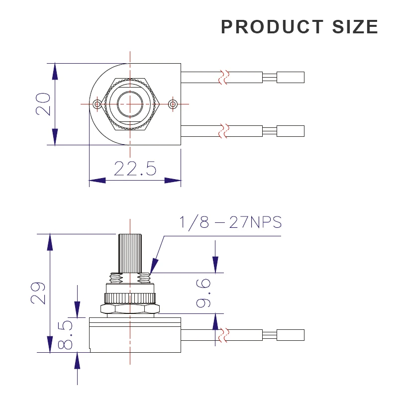 ZE-106A 3A 250V 6A 125V ON-OFF Single Pole Lamp Rotary Switch 2 Positions Cam Type Switch With Cable