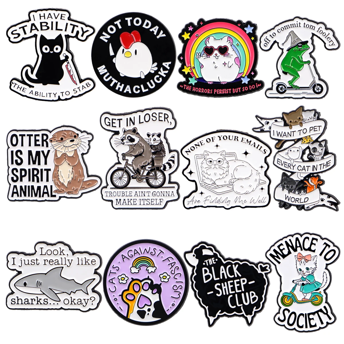 Funny Animals Enamel Pin Metal Cartoon Cat Brooch Backpack Hat Bag Collar Lapel Badges Men Women Fashion Jewelry Collection Gift