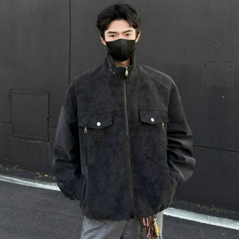 

Matte Tie-dyed PU Leather Jacket for Men 2026 Autumn Winter Thickened Cotton Jacket Stylish Cool Retro High-end Workwear Coats