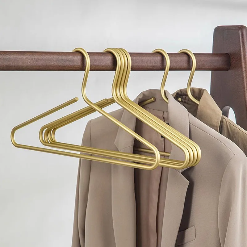 5pcs Solid Alloy Coat Hanger Seamless Durable Clothes Drying Hanger Clothing Storage Hanging Rack Wardrobe Space Saver Organizer