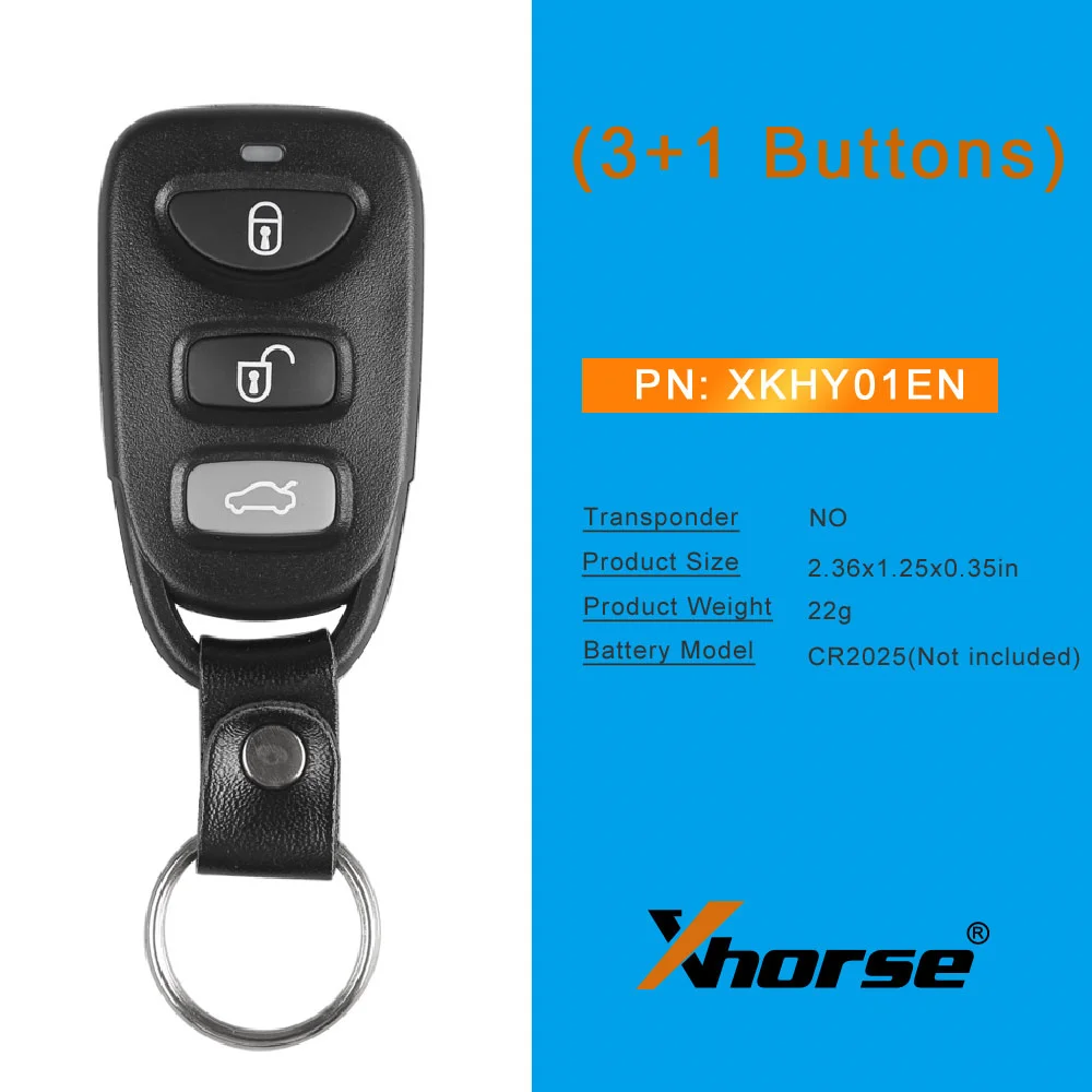 1Pcs/lot  Xhorse XKHY01EN for Hyundai Type Universal Remote Key Fob 4 Button  for VVDI Key Tool