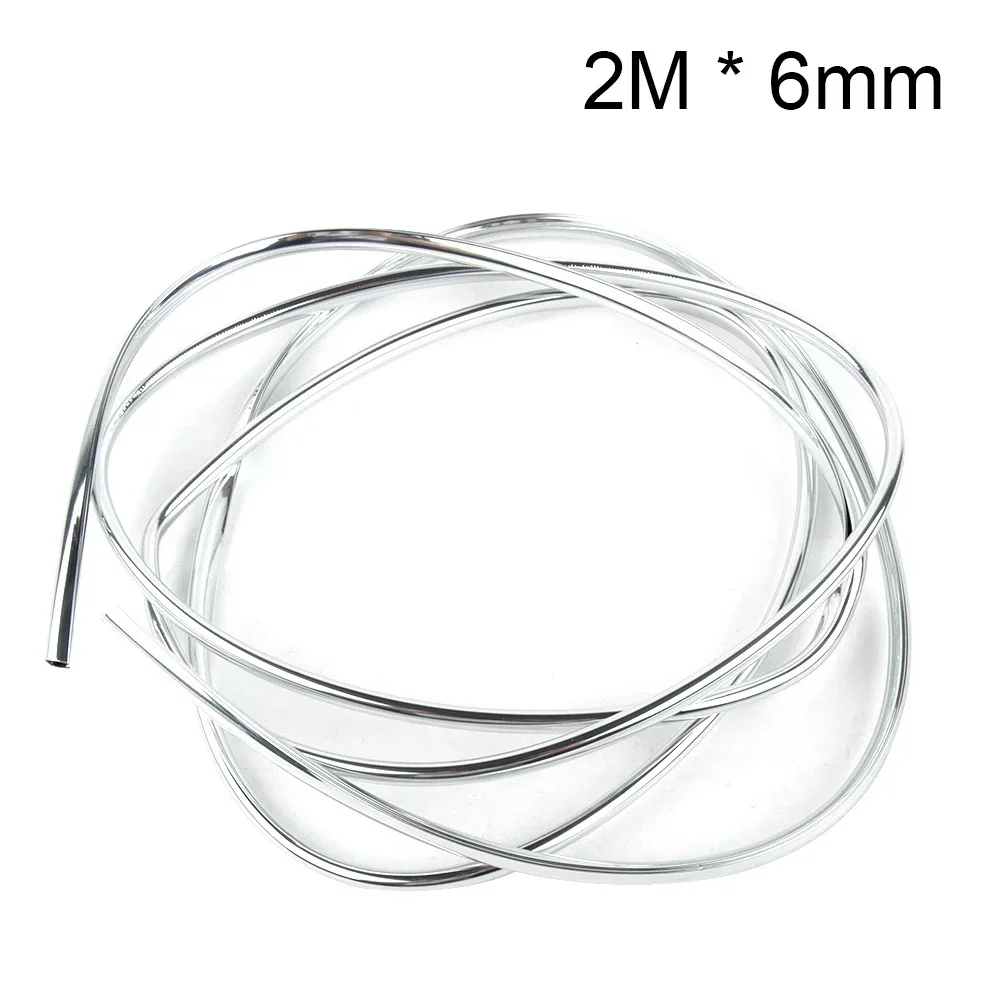 2M*6mm Car Chrome Trim Moulding Car Door Edge Scratch Guard Protector Strip  6mm X 2m ABS+Chrome-Accessories For Vehicles