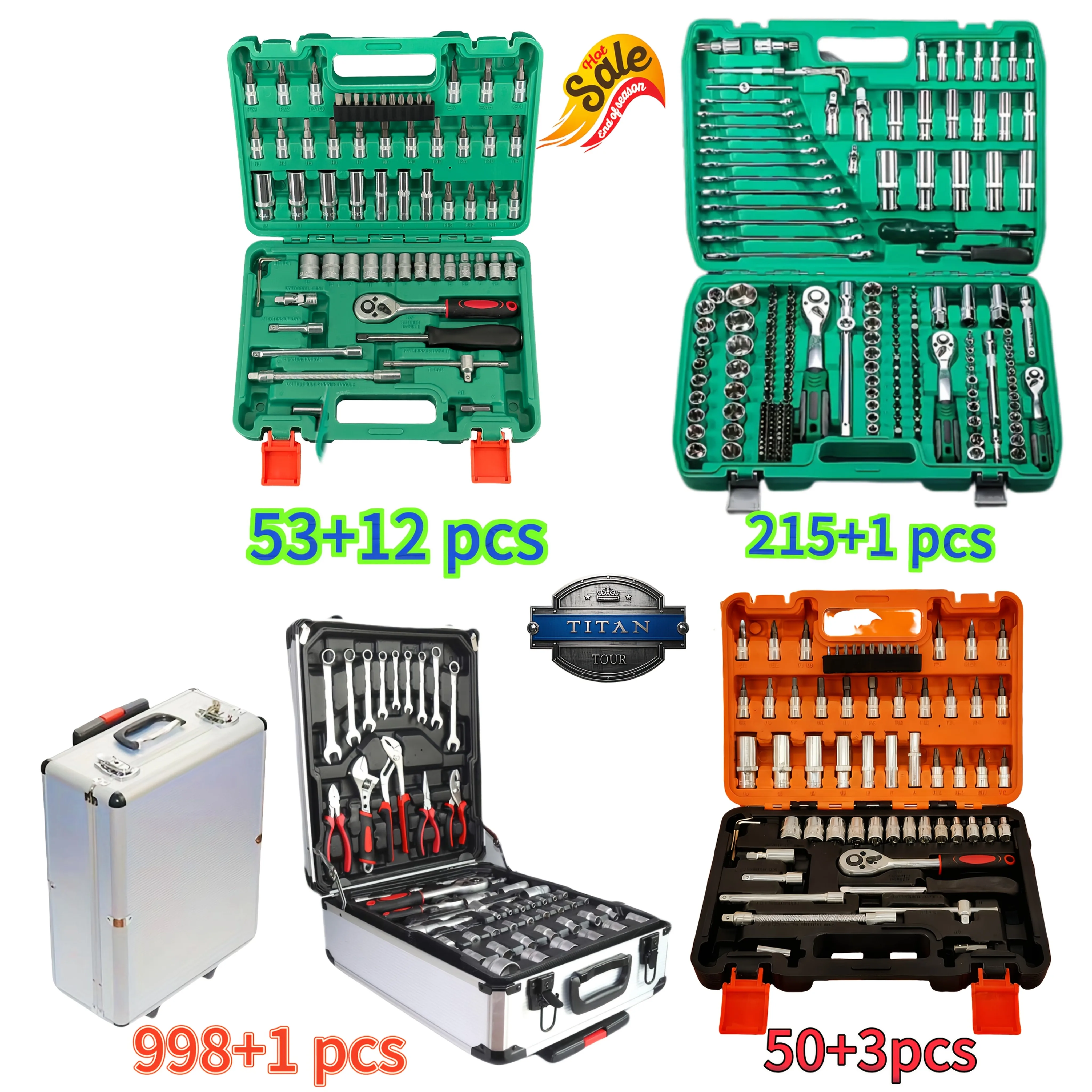 

High End Professional 998+1/215+1/50+3/53+12pcs Tool Set, 1/4 "3/8" 1/2 "drive Depth And Standard Socket, S2 And CR-V Socket, Bicycle Repair Tool Set - Quick Ratchet Wrench And Other Car Repair Accessories, Professional Racing Grade Repair Tool Set
