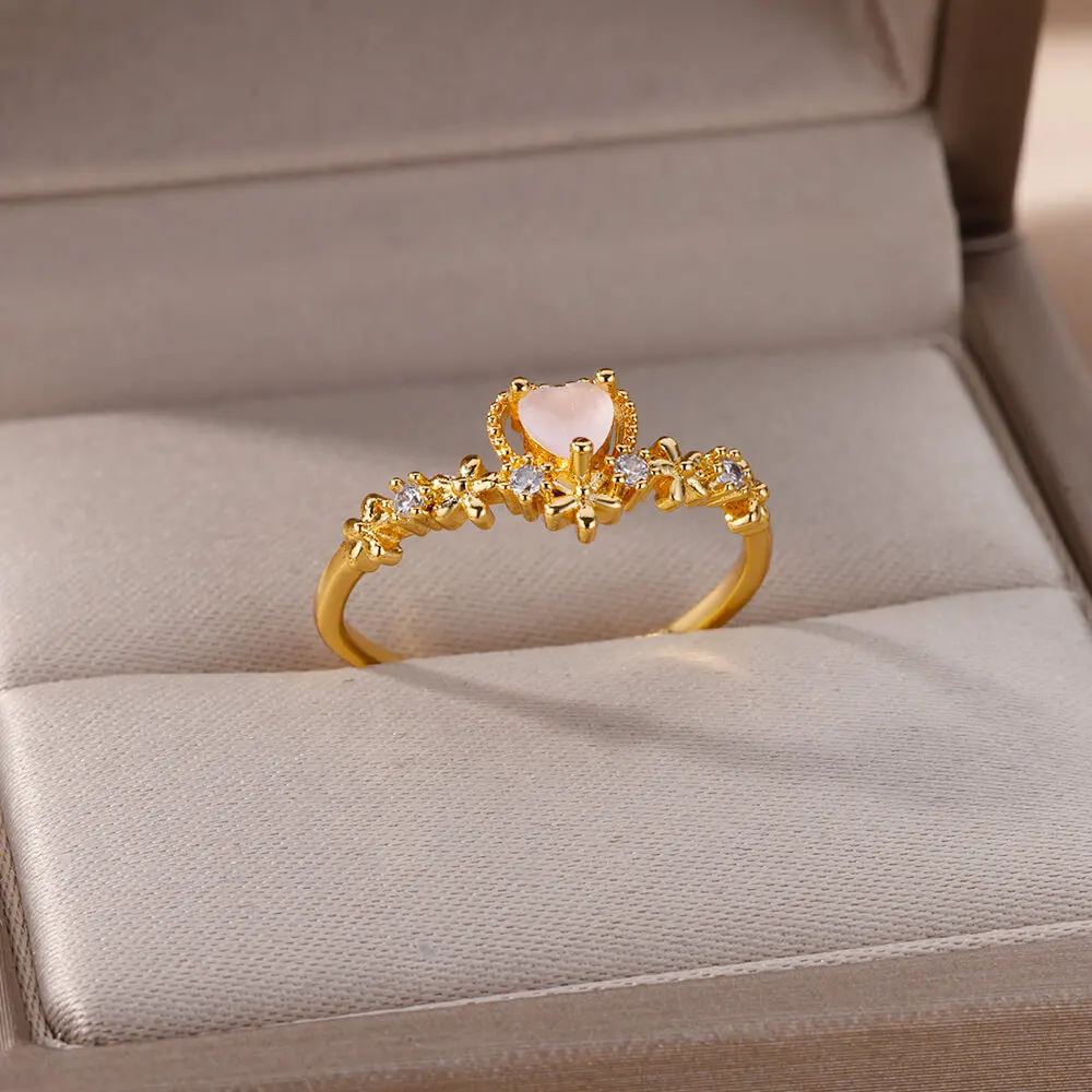 Zircon Heart Rings For Women Stainless Steel Adjustable Heart Ring 2023 Trend Wedding Jewelry free shipping anillos
