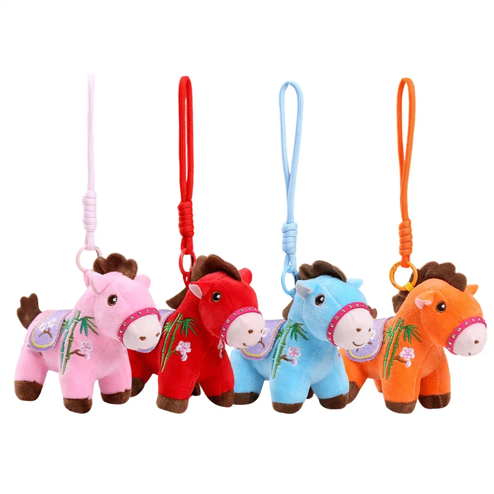 Paard sleutelhanger schattig pluche decoratie ornament 2026 gelukspaard jaar portemonnee charme knuffels nieuwjaar poppen voor rugzak nieuwjaar