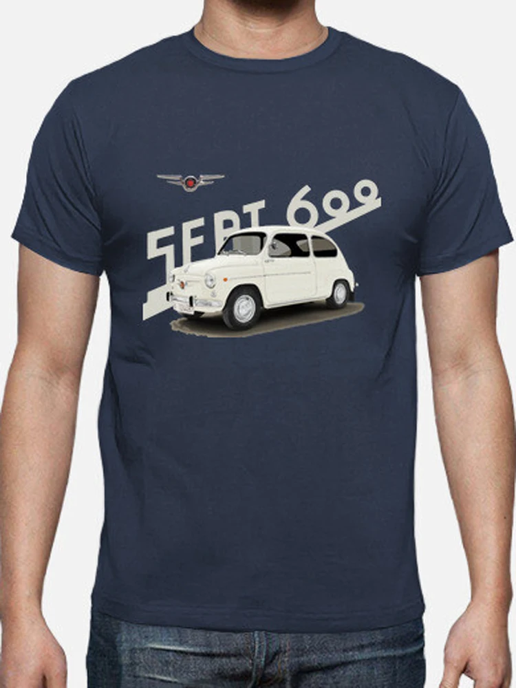 Spain S E A T 600 Classic Vintage Car T Shirt. New 100% Cotton Short Sleeve O-Neck T-shirt Casual Mens Top