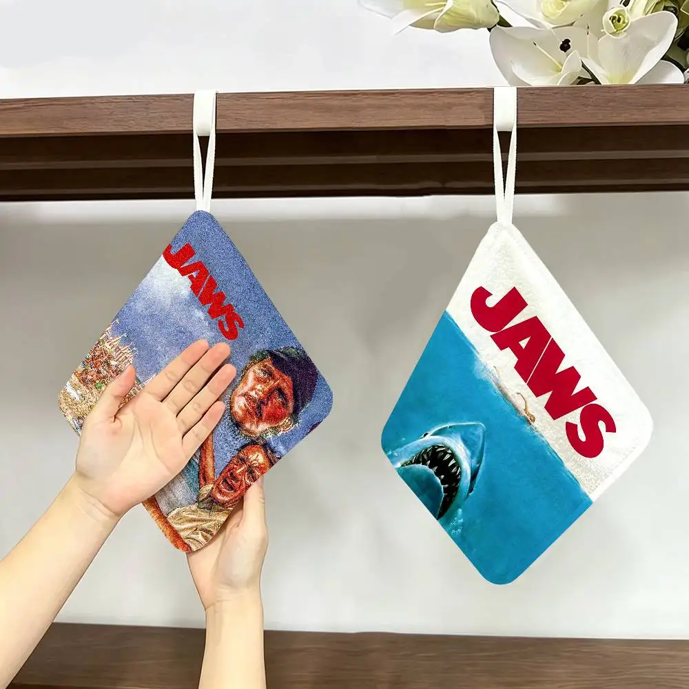J-JAWS Movie Hanging Style Hand Wiping Towel, Polyester Cotton, Anti-fade for Indoor Kitchen Living Room