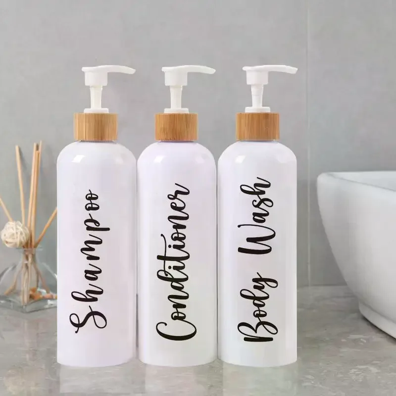 3pcs Plastic Soap Dispenser Set Countertop Lotion Bottle Bathroom Refillable Empty Bottle For Shampoo Body Wash Hair Conditioner