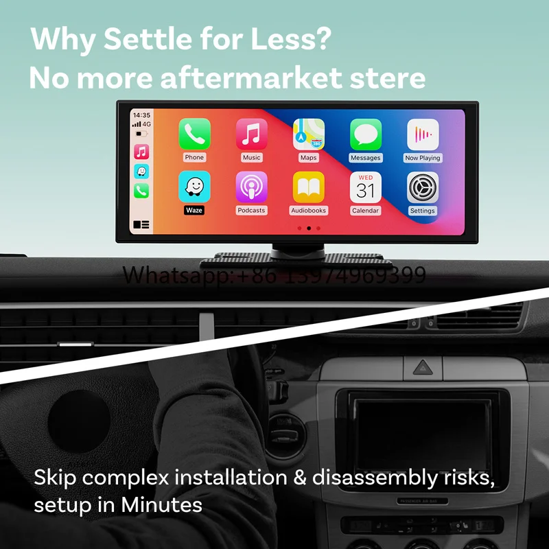 Wireless Smart Screen Carplay Android Auto GPS Navigation Universal Portable Car Radio for Player 1 Year IPS Touch Screen