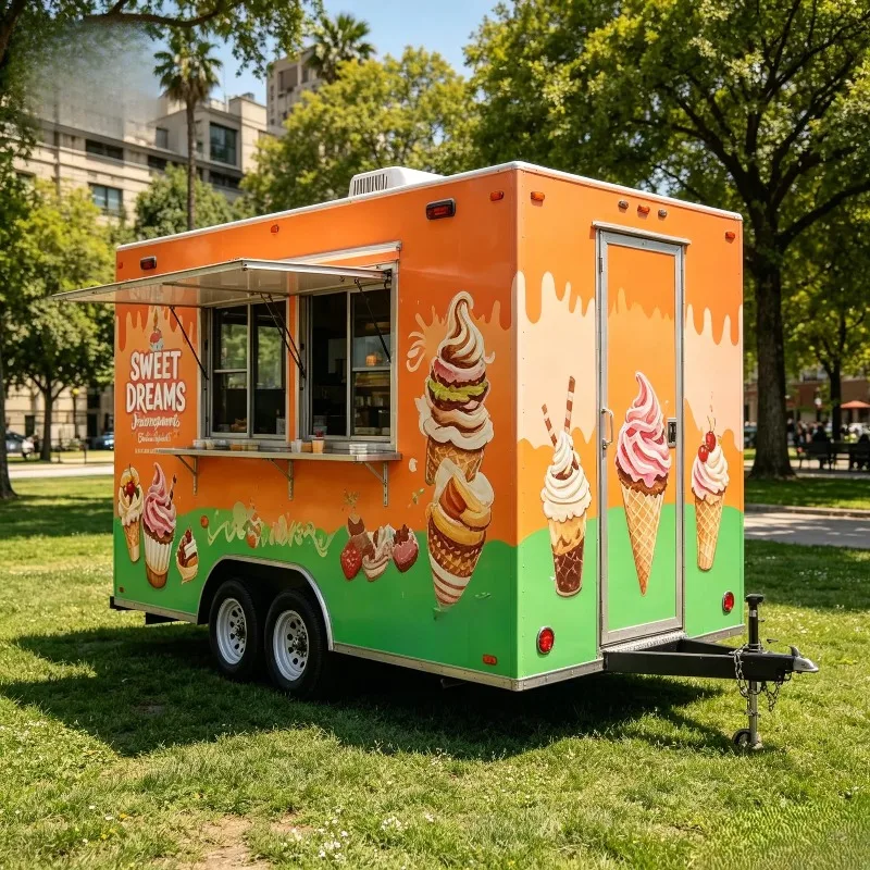 Black Length Snack Food Trailer for Street Business Fully Equipped Restaurant Food Trailer Customized