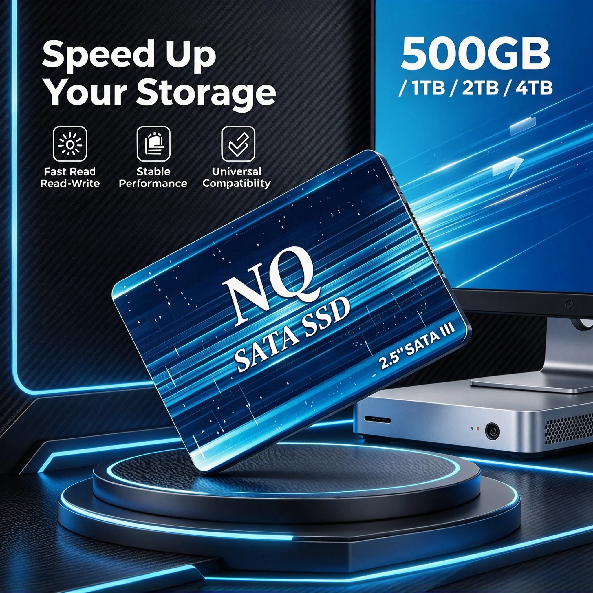 NQ 2.5 Inch SSD Solid State Drive 500GB 1TB 2TB 4TB Shock Resistant High Speed Internal Storage Disk for Desktop Notebook Laptop