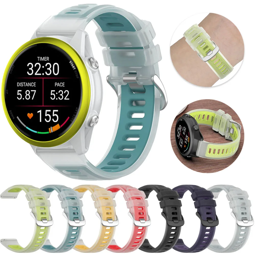 Cinturino in silicone per Garmin Forerunner 570 47mm 42mm cinturino trasparente per Garmin Vivoactive 5 6/Active 6 5/165 55 265 965 970