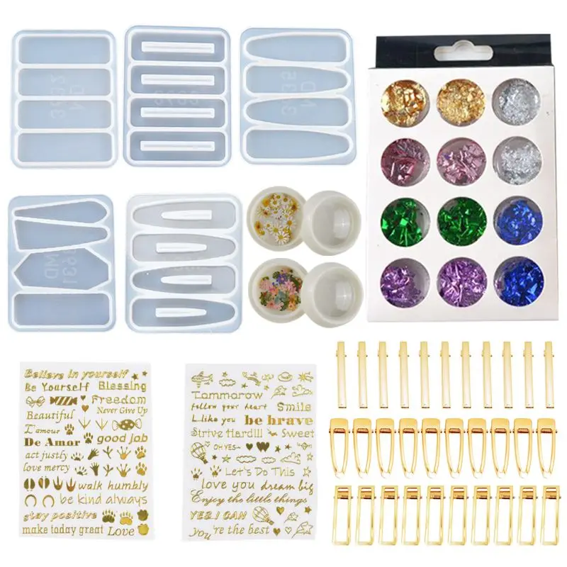 

1 Set Crystal Epoxy Resin Mold Hair Clip Barrette Hairpin Casting Silicone Mould