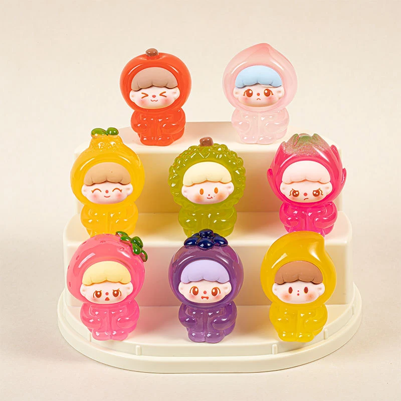 (Ce14)Cute Fruit Cartoon Noctilucous Fruit Doll Surprise Dolls Mini Figurine Micro Landscape Home Desktop Car Decoration