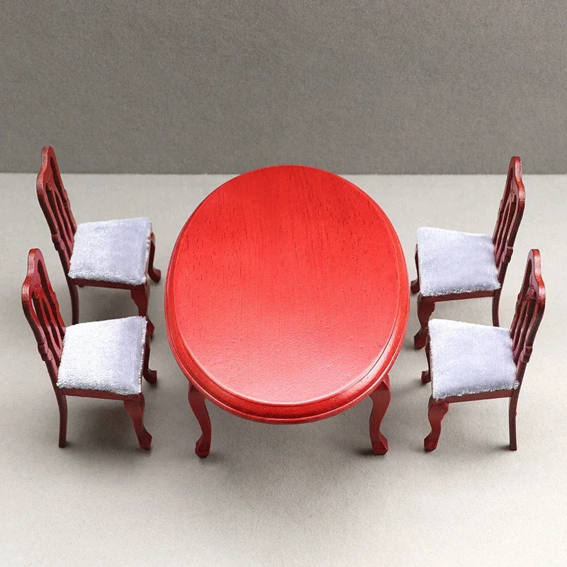 

Doll Home Miniature Furniture Decor, 1/12 Scale Table Chair Set, Perfect for Creating Living Room Scene in Dollhouse.