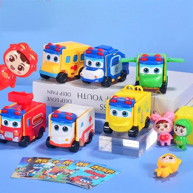 GoGoBus Action Figure Robot Cars Deformation Transformation Vehicles Anime Cartoon Police Fireman Models Toys Kids Gifts