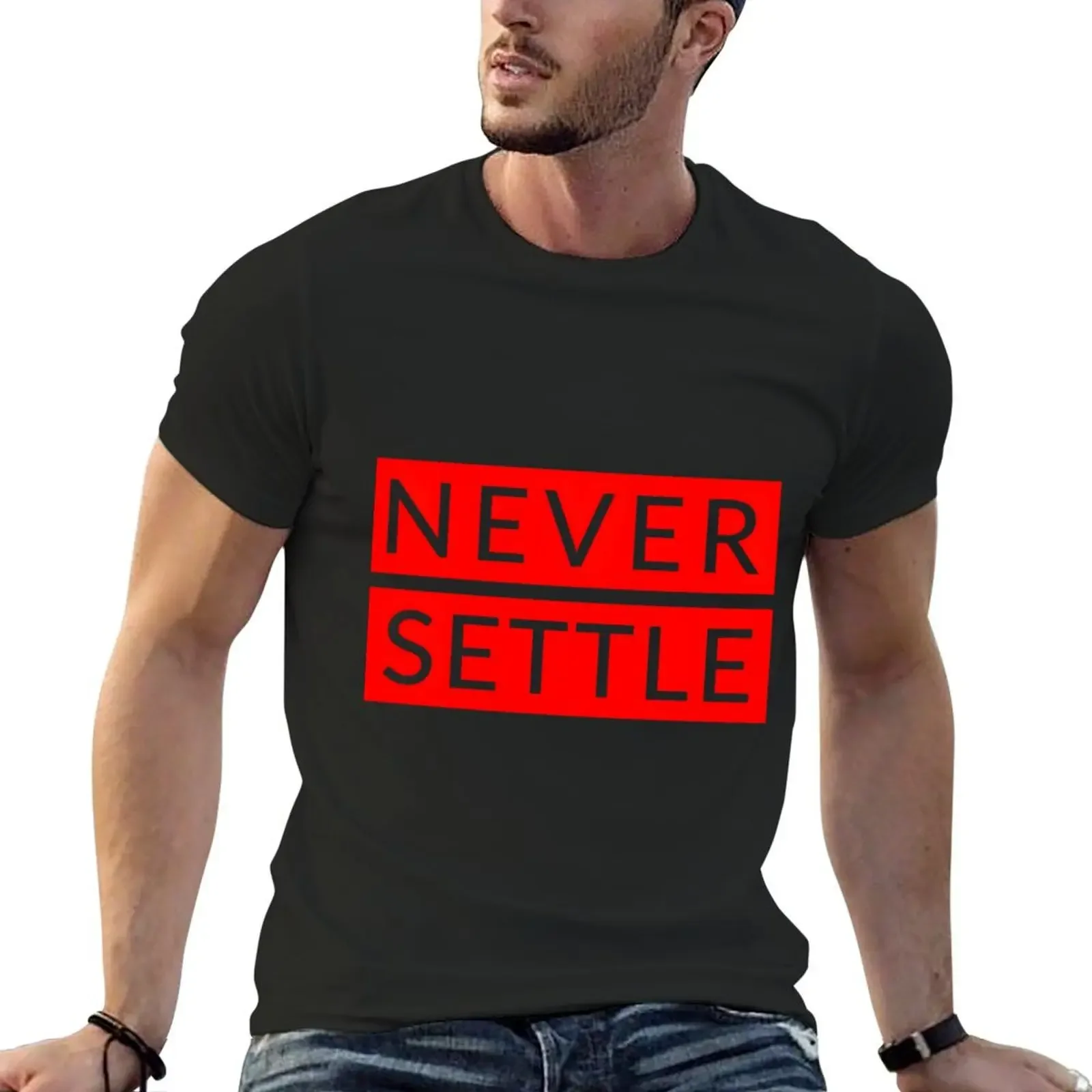 Never Settle Oneplus Red Classic T-Shirt heavyweights quick-drying big and tall t shirts for men