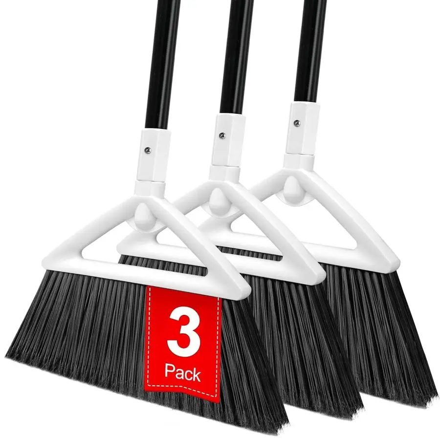 

Duty Angle Broom 3 Pack White Broom for Outdoor amp Indoor, Garage, Driveway, Sidewalk, Kitchen amp More, Long Handle