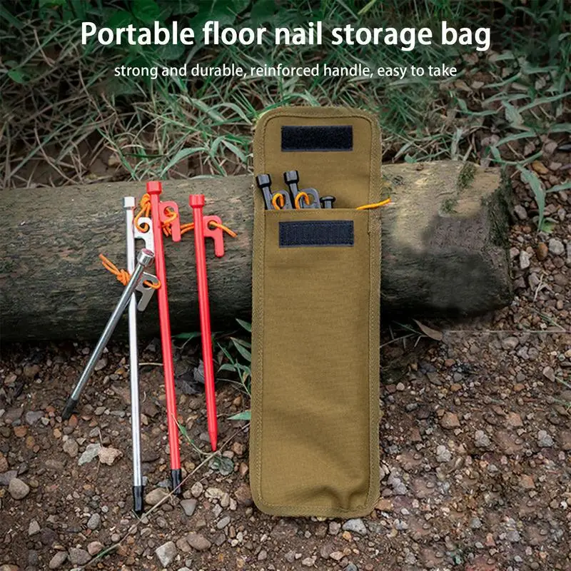 Portable Tent Stakes Bag Waterproof Tent Peg Nails Bag Multi Tools Storage Bag Holder for Forged Steel Tent Pegs Camp