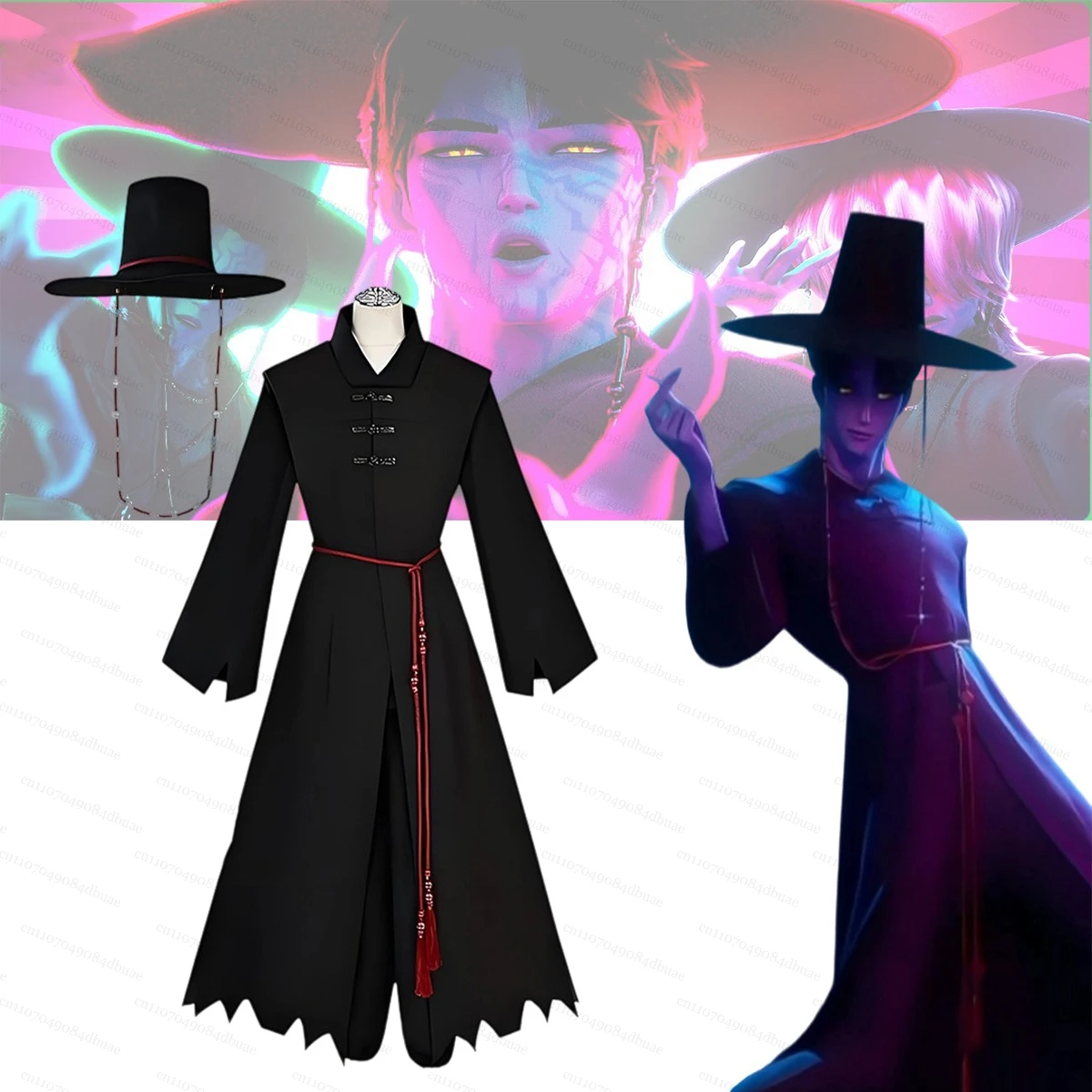 

2025 Movie Kpop Demon Hunters Jinu Saja Boys Cosplay Costume Your Idol Black Robes for Men Halloween Roleplay Costume Party