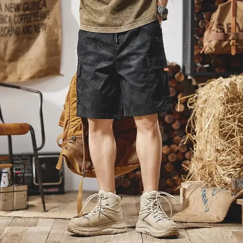 Male Short Pants Big Size Oversize Camouflage Camo Men\'s Cargo Shorts Khaki Streetwear Harajuku Loose Summer Vintage Wide