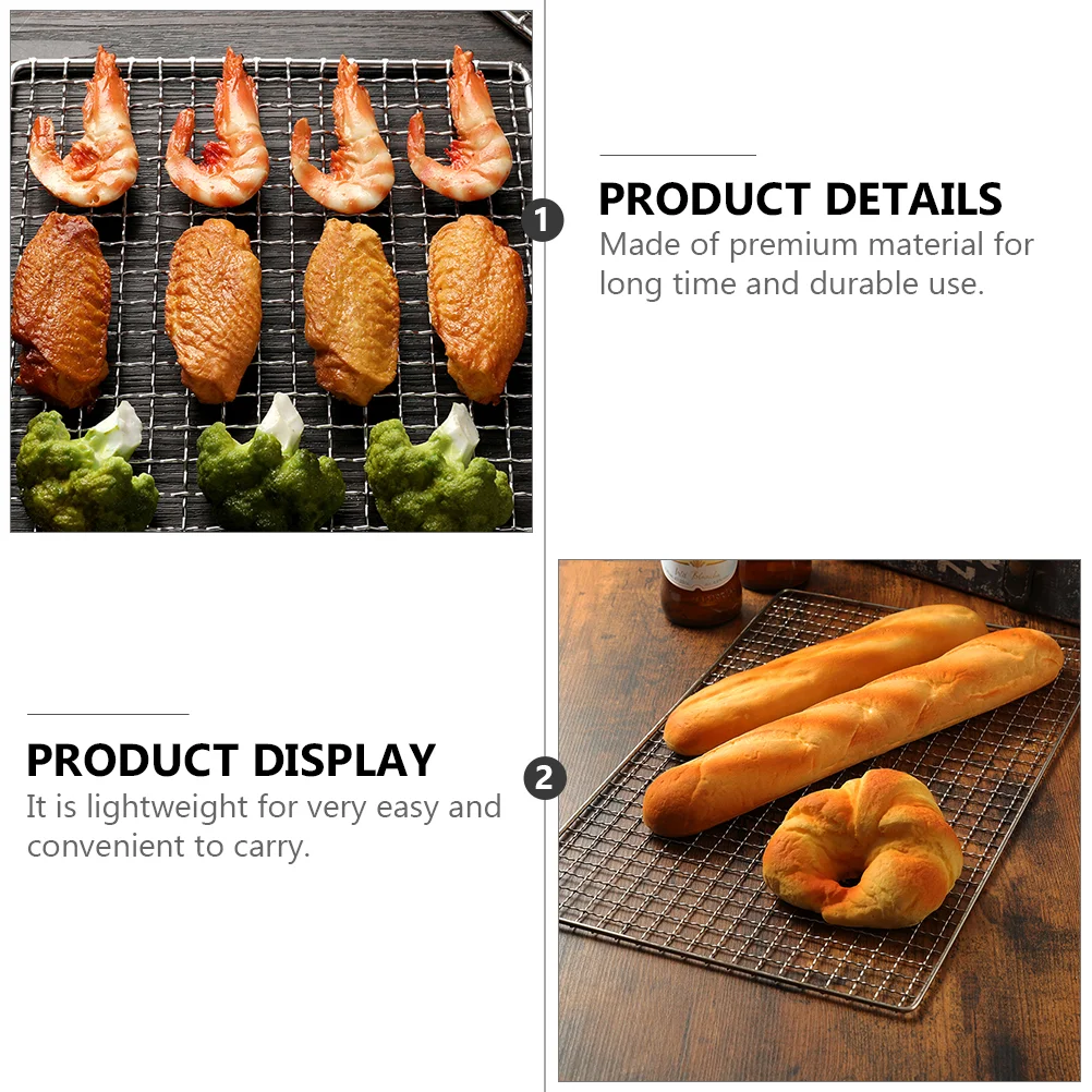 Stainless Steel BBQ Mesh Barbecue Charcoal Grill Net Cooling Rack Accessory Pad Portable Gas Fry Pans Mat