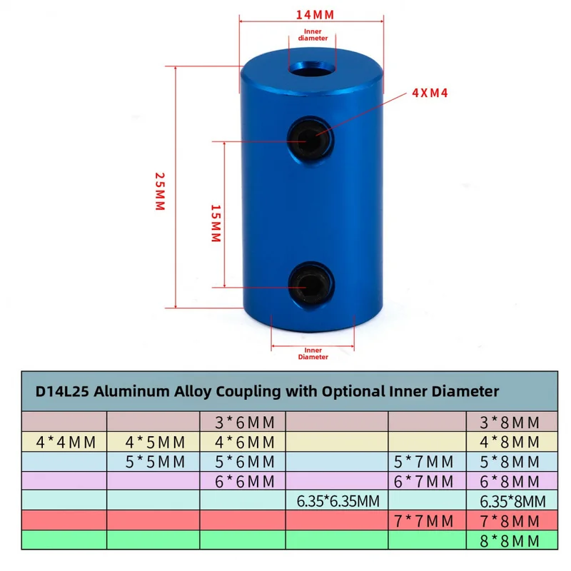 5x8mm Rigid Coupling Aluminum Alloy, Motor Shaft Coupler for 3D Printer Hobby Models Parts,SL26125