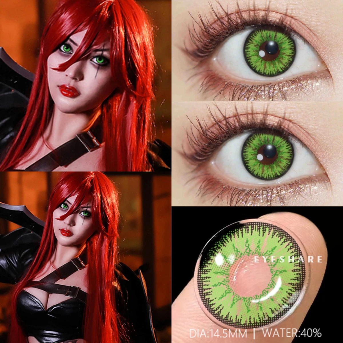 Lentes de contacto de Color EYESHARE para ojos, 1 par, lentes de colores azules y rojas para Cosplay de Anime, contacto anual para ojos de pupila hermosa para Halloween