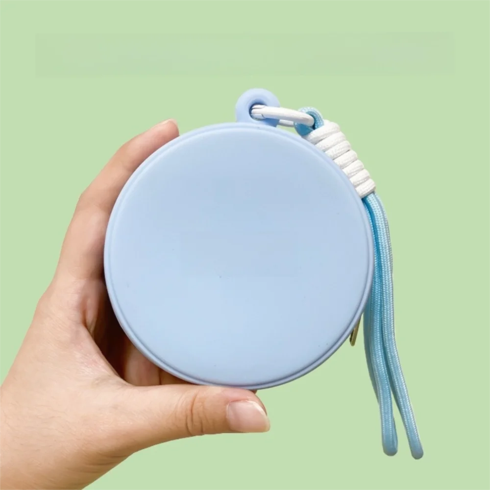Small Size Silicone Earphone Bag Waterproof Round Shape Multifunctional Storage Bag Zipper Closure with Rope Zipper Coin Purse