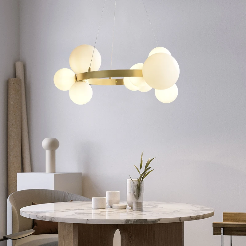 2026 Nordic Glass Ball Led Chandelier Living Dining Room Pendant Lights For Bedroom Black Gold Home Decoration Hanging Light Fix